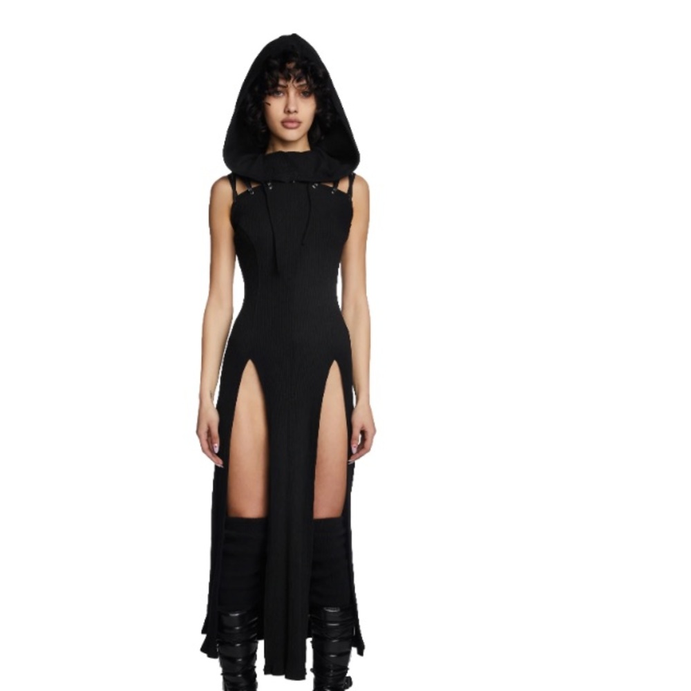 Dollskill Black Modulation Hooded Maxi Dress